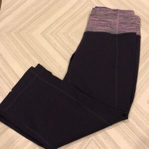 Lululemon Purple with Pink Band Cropped Leggings - Size 8